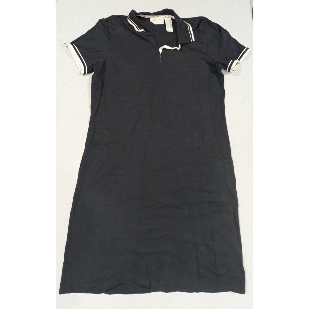 Liz Claiborne Polo Dress Women Medium Black Excellent Short Sleeve Cotton Sporty